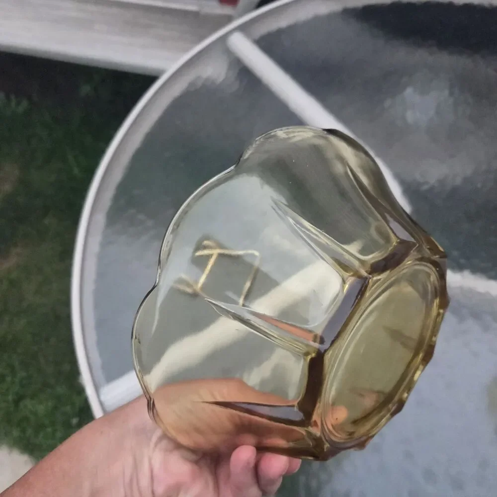 Vintage Unbranded Amber Glass Chip and Dip Bowl Set